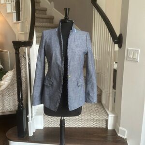 J.Crew Regent Chambray Blazer with Ruffle Trim